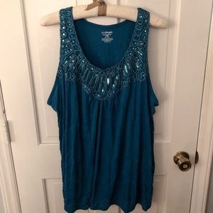 Size 26/28 Turquoise Embellished Lane Bryant Top